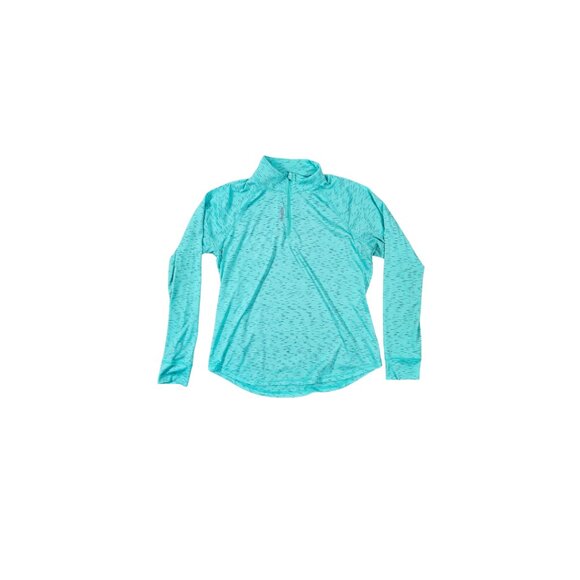 Reebok Women's Green Quarter Zip Mockneck Athletic Top - Size L - Picture 1 of 7